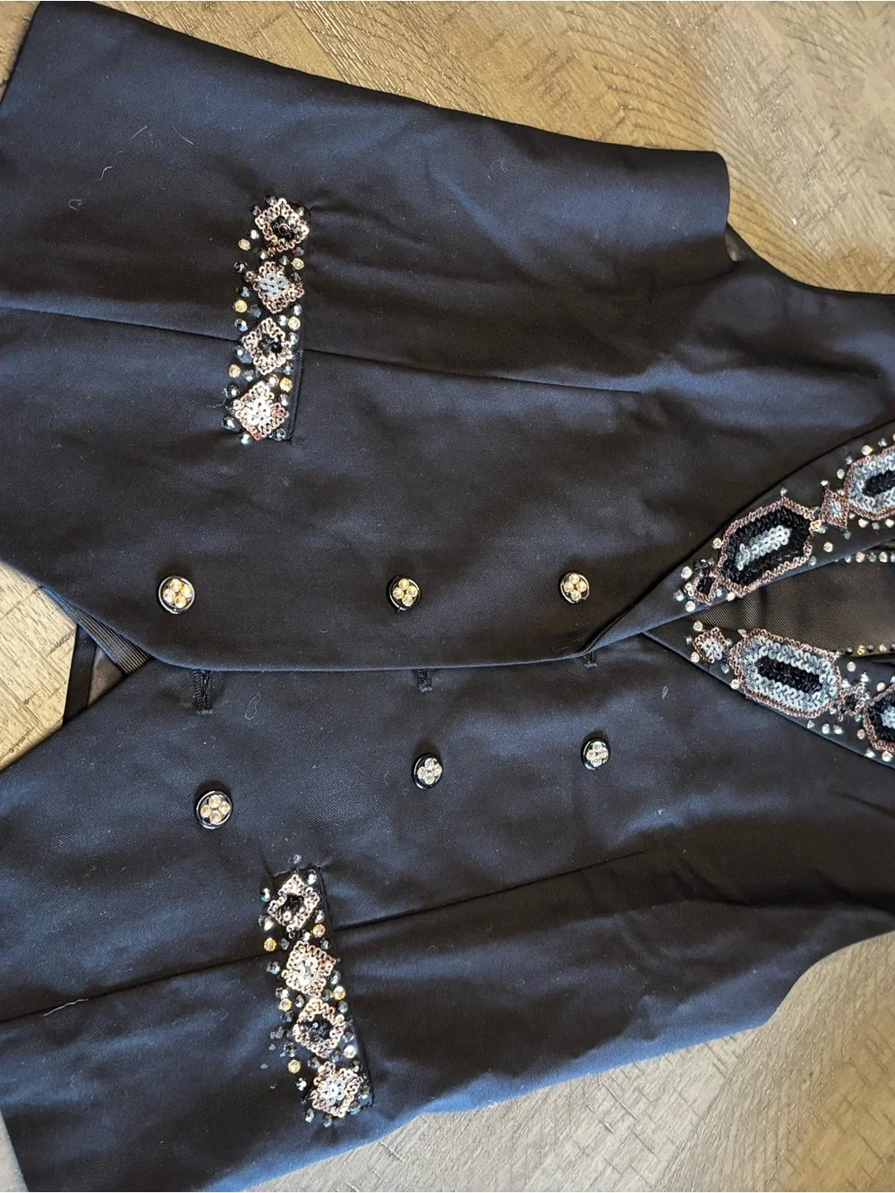 Black Sequin Vest - Stage Ready matches girls dress from weissman